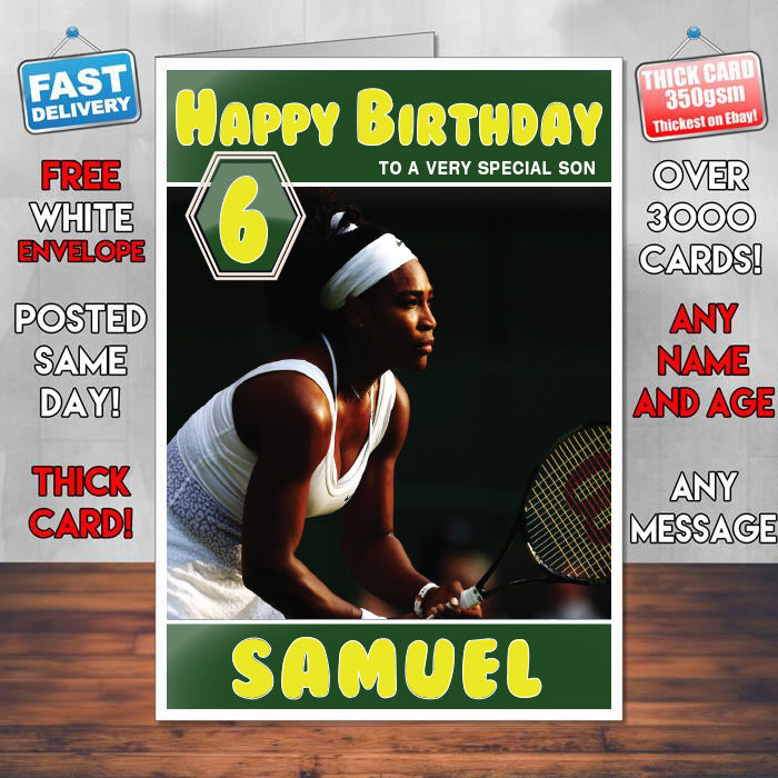 Serena Williams Theme Inspired Kids Inspired Adult Personalised Sports Birthday Card (SA)