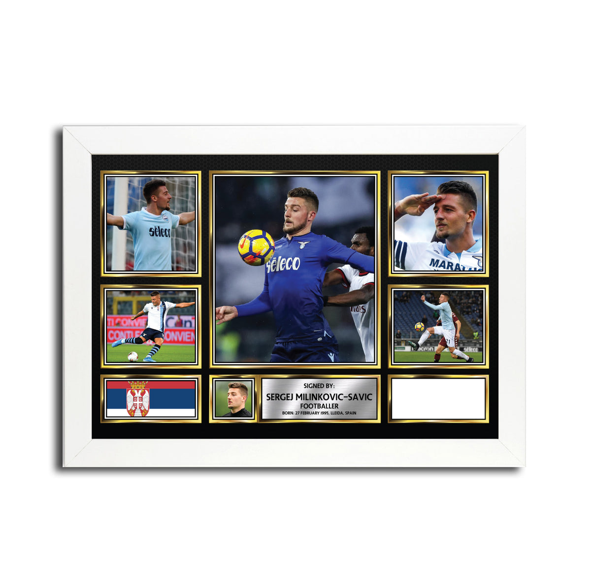Sergej Milinković-Savić – Black Frame Printed Signature Football Poster – Sergej Milinković-Savić