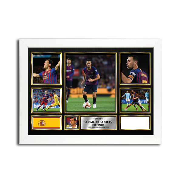 Sergio Busquets MC1668 – Black Frame Printed Signature Football Poster