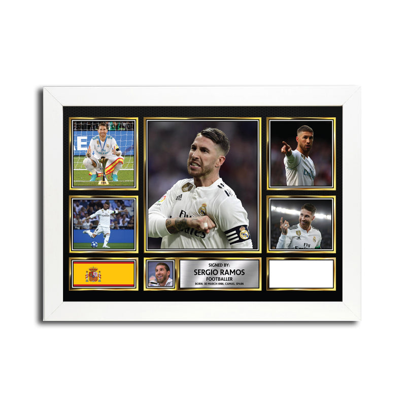 Sergio Ramos MC1669 - Black Frame Autographed Football Poster