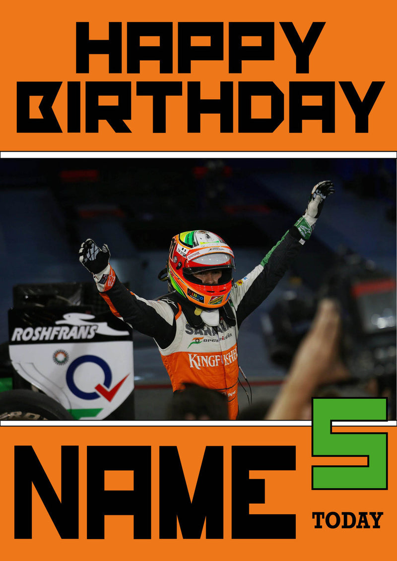 Personalised Sergio Perez F1 THEME INSPIRED PERSONALISED Kids Adult Birthday Card 2