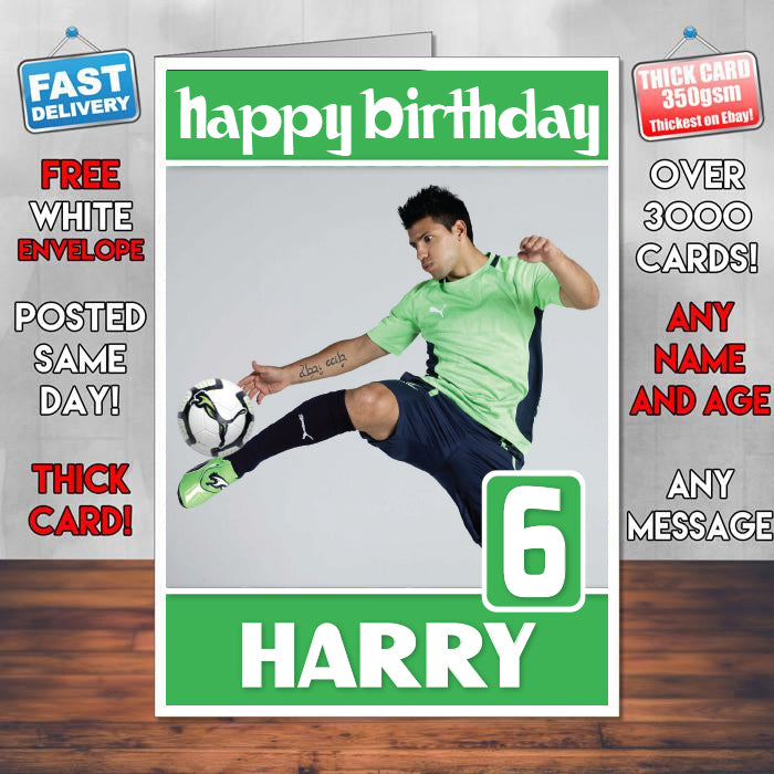 Sergio Aguero Soccer Theme Inspired Kids Inspired Adult Personalised Sports Birthday Card (SA) – Sergio Aguero Soccer Theme Inspired Adult Personalised Sports Birthday Card