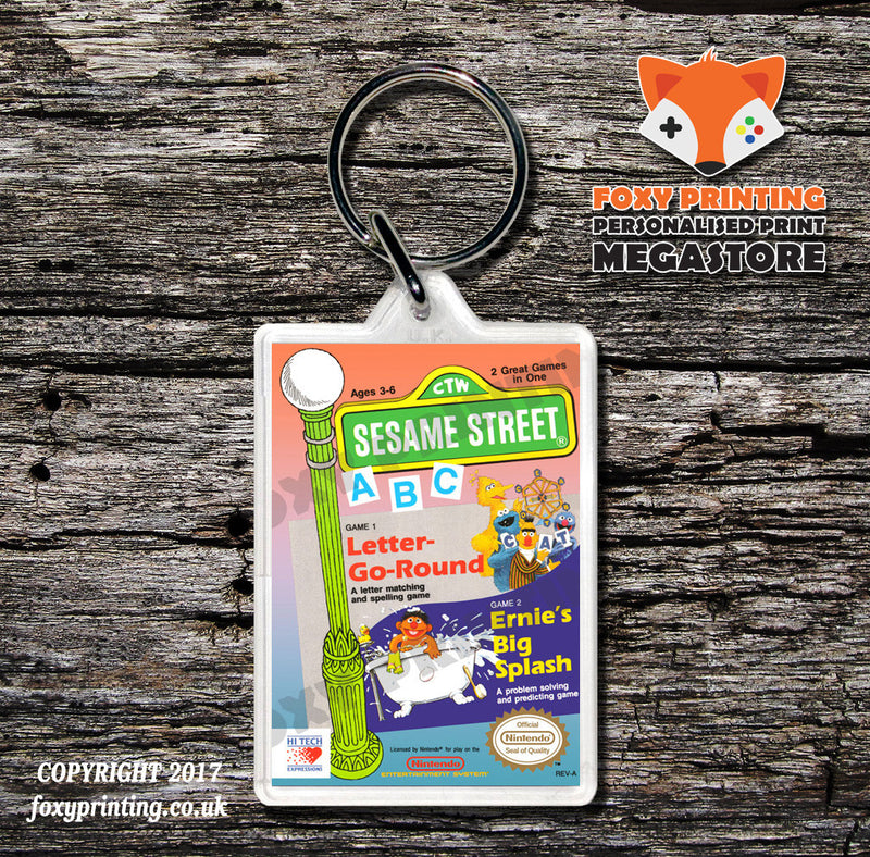 Sesame Street 123 Retro NES Game Cover Art Gaming Keyring