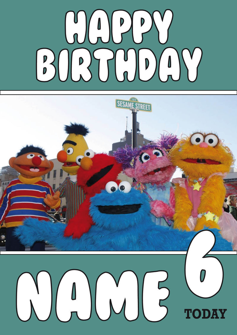 THEME INSPIRED Kids Adult Personalised Birthday Card Sesame Street Birthday Card