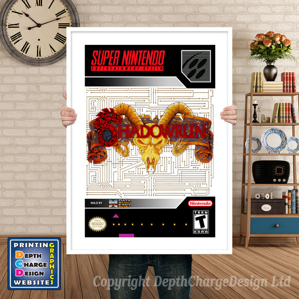 Shadowrun Super Nintendo Game Inspired Theme Retro Gaming Poster