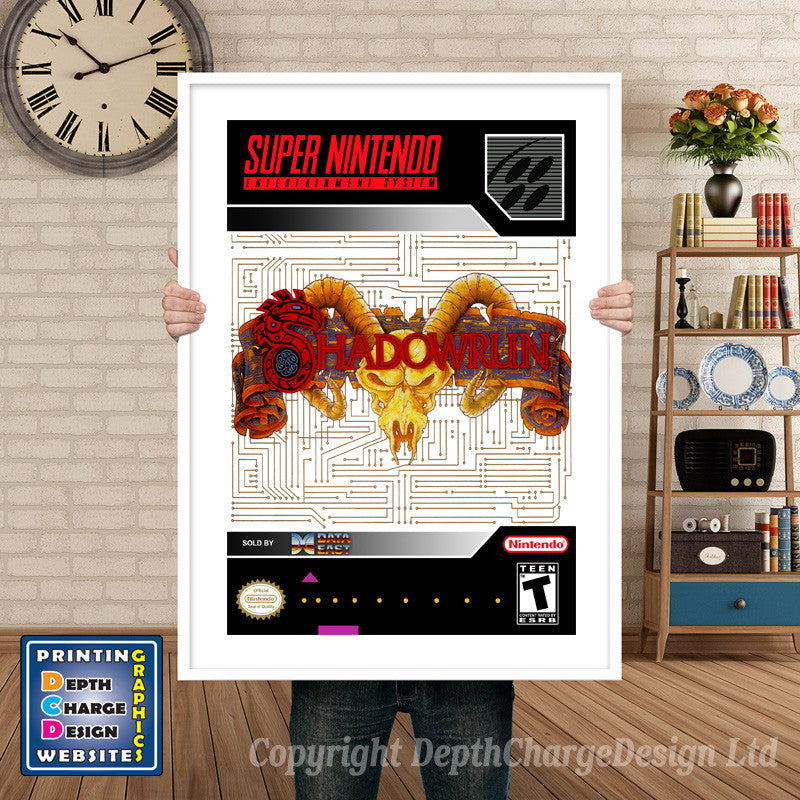 Shadowrun Super Nintendo GAME INSPIRED THEME Retro Gaming Poster A4 A3 A2 Or A1