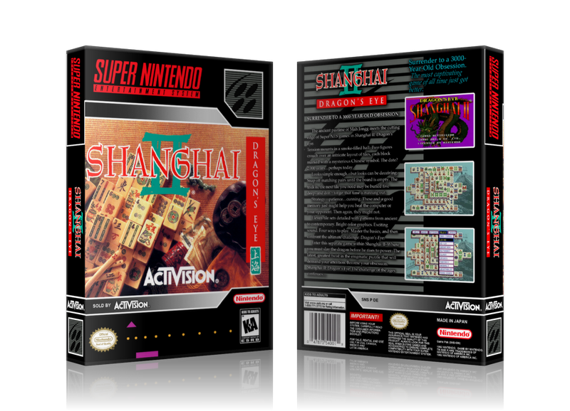 Shanghai II Dagon's Eye Replacement Nintendo SNES Game Case Or Cover