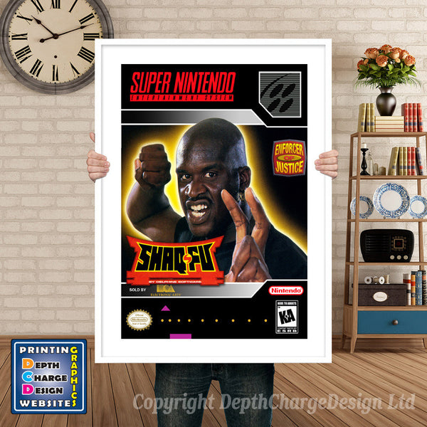 Shaqfu Super Nintendo Game Inspired Theme Retro Gaming Poster