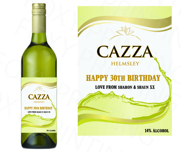 PERSONALISED White Wine Bottle Label Valentine Birthday Wedding Graduation Gift