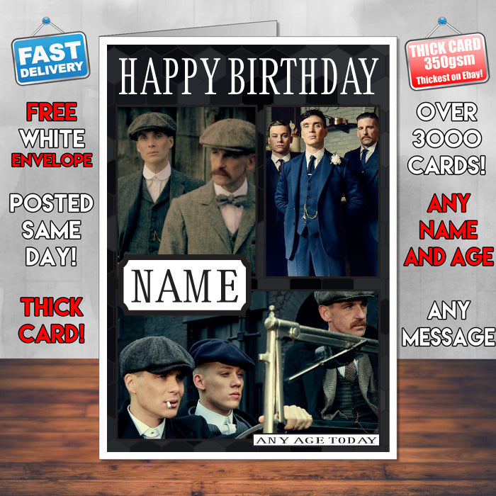 Shelby Brothers Personalised Peaky Blinders INSPIRED Birthday Card New 2017