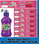 Shopkins Pink Inspired Theme Personalised Party Fruit Shoot Label Sticker