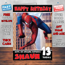 Spiderman SJ THEME INSPIRED Style PERSONALISED Kids Adult FUNNY Birthday Card