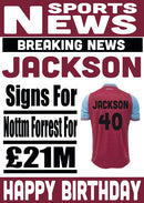 Signed For Aston Villa FOOTBALL TEAM THEME INSPIRED PERSONALISED Kids Adult Birthday Card 2