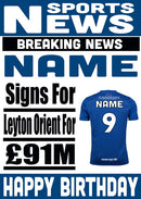 Signed For Hartlepool FOOTBALL TEAM THEME INSPIRED PERSONALISED Kids Adult Birthday Card