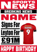 Signed For Leyton Orient FOOTBALL TEAM THEME INSPIRED PERSONALISED Kids Adult Birthday Card
