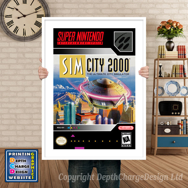 Sim City 2000 Super Nintendo Game Inspired Theme Retro Gaming Poster