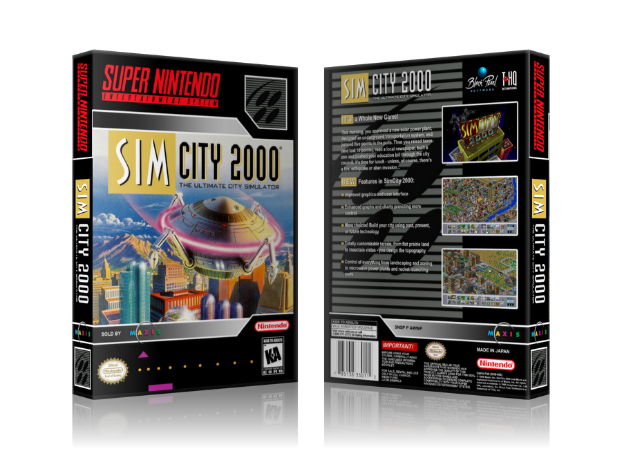 Sim City 2000 Replacement Nintendo SNES Game Case Or Cover – SNES Replacement Game case product image 1