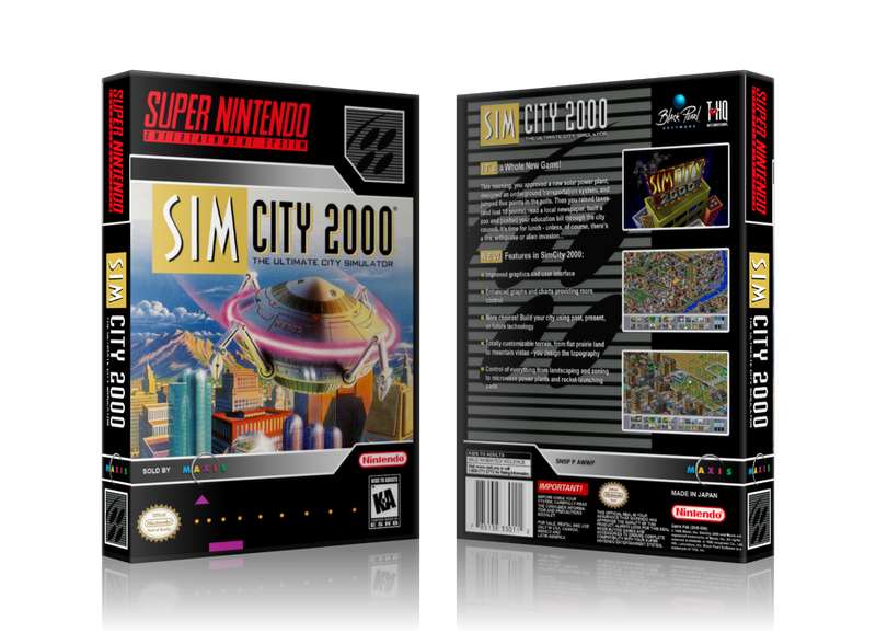 Sim City 2000 Replacement Nintendo SNES Game Case Or Cover