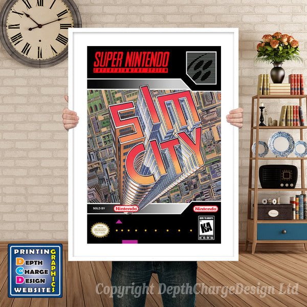 Sim City Super Nintendo Game Inspired Theme Retro Gaming Poster