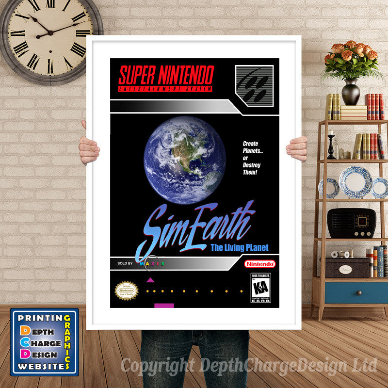 Sim Earth The Living Planet Super Nintendo GAME INSPIRED THEME Retro Gaming Poster A4 A3 A2 Or A1