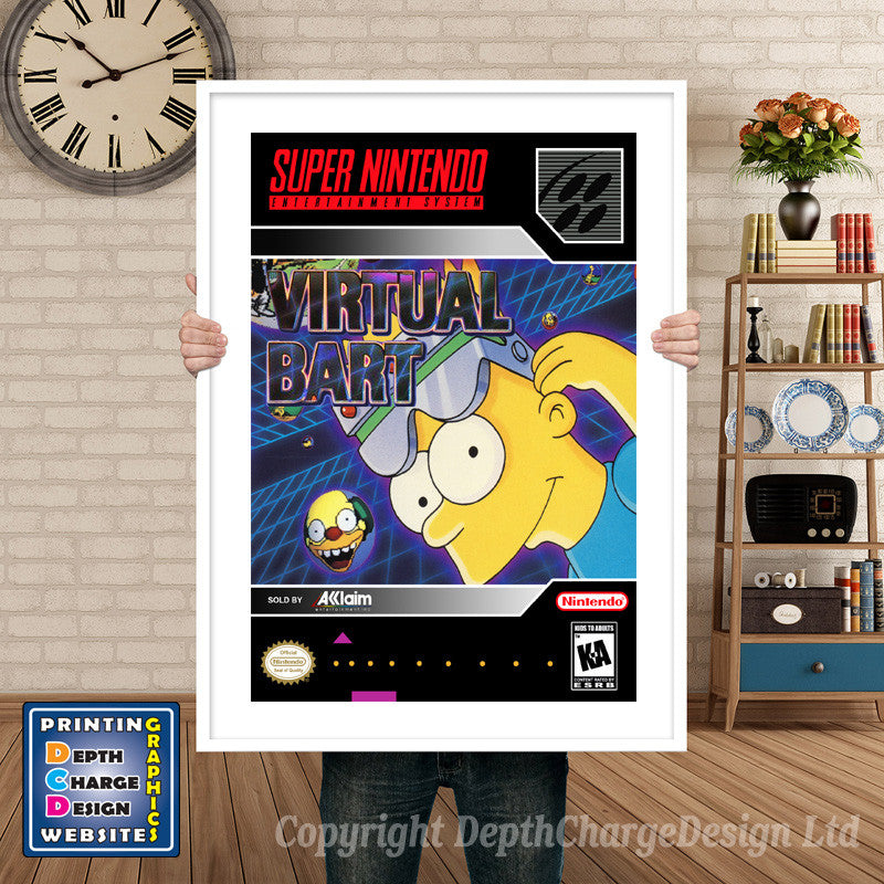 Simpsons Virtual Bart Super Nintendo GAME INSPIRED THEME Retro Gaming Poster A4 A3 A2 Or A1