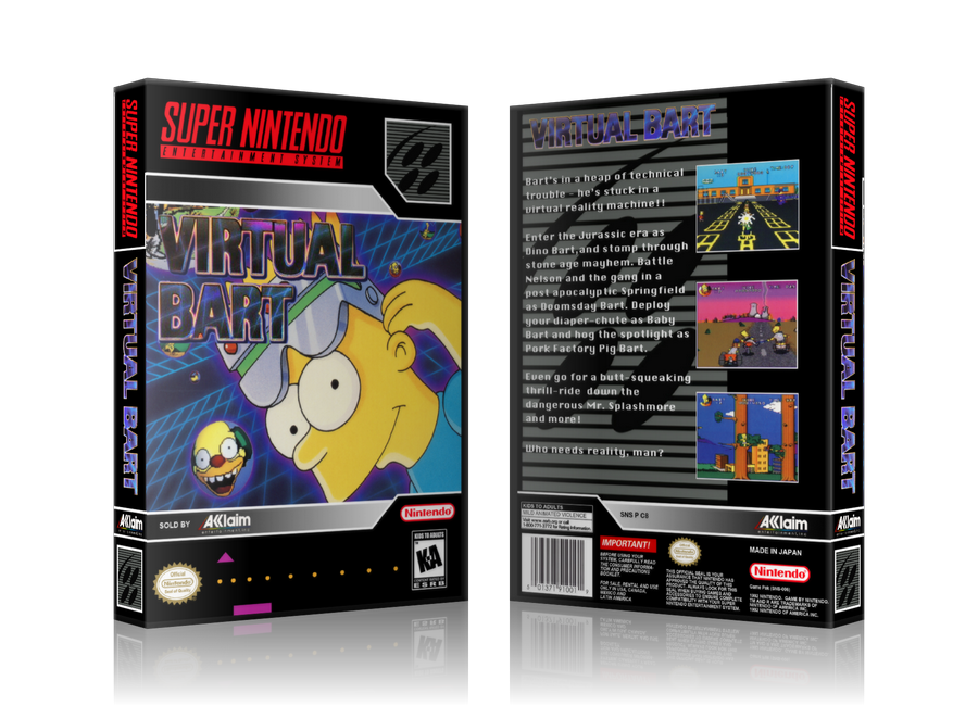 Simpsons Virtual Bart Replacement Nintendo SNES Game Case Or Cover – SNES Replacement Game case product image 1
