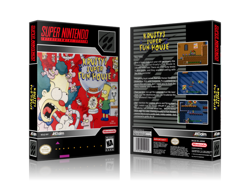 Simpsons Krusty's Super Fun House Replacement Nintendo SNES Game Case Or Cover