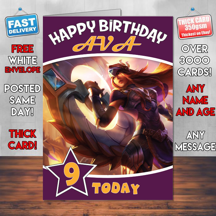 Sivir League Of Legends Inspired Style Game Kids Inspired Birthday Card (SA)