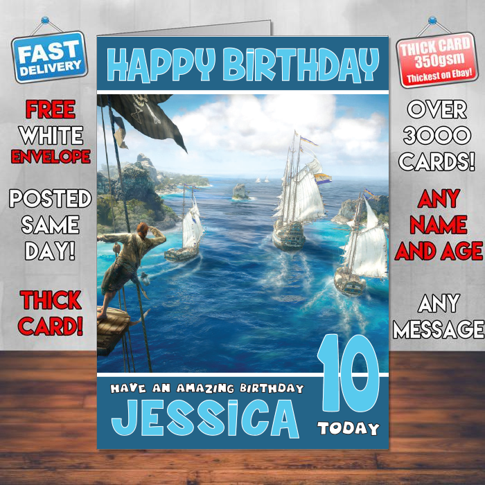 Personalised Skull And Bones E3 2017 Inspired Style Game Kids Inspired Birthday Card (SA)