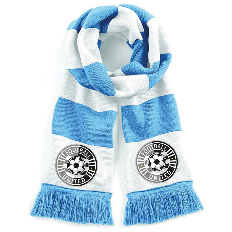 Sky Blue/White Personalised Football Scarf For Your Team-Full Colour Badge