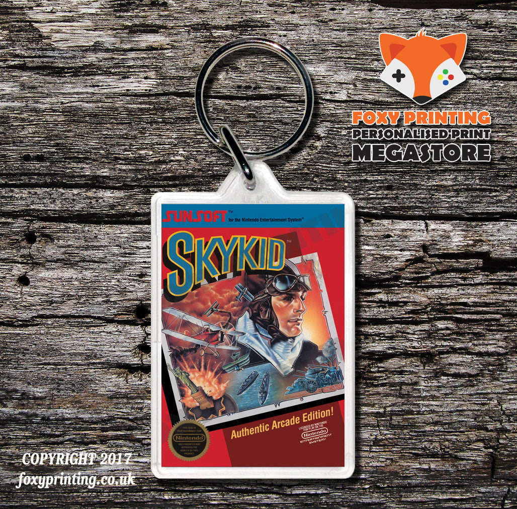Ski Or Die Retro NES Game Cover Art Gaming Keyring