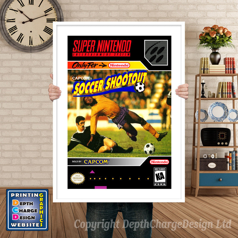 Soccer Shootout Super Nintendo GAME INSPIRED THEME Retro Gaming Poster A4 A3 A2 Or A1