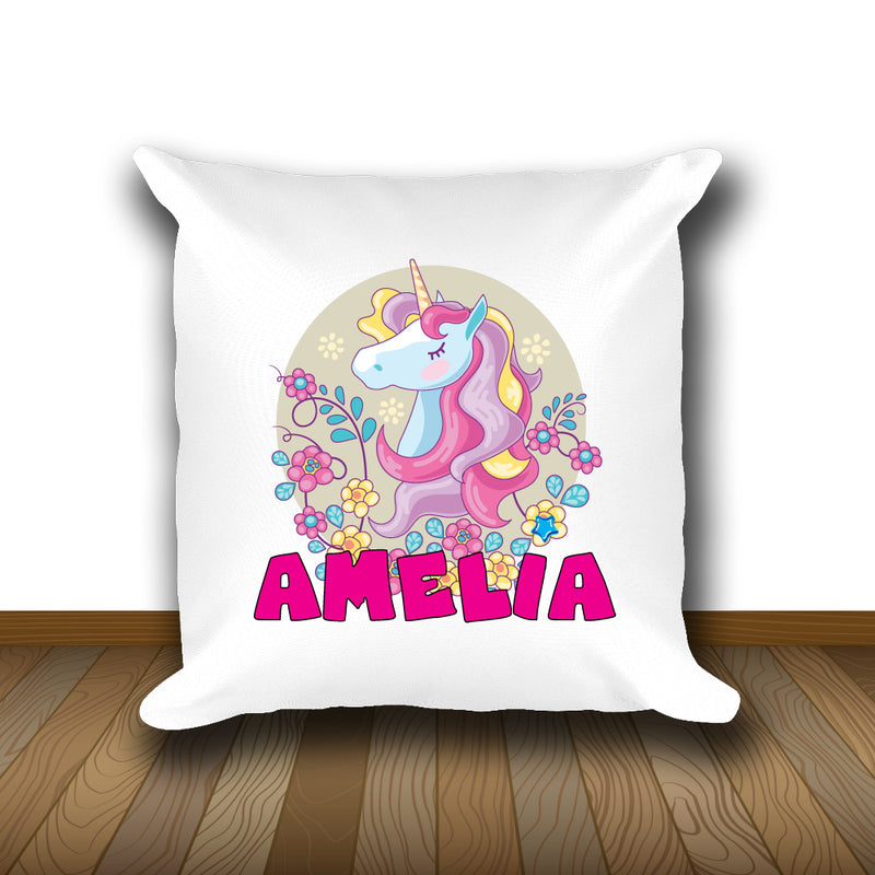 Unicorn 104 Personalised Soft White Cushion including cushion insert