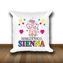 Unicorn 110 Personalised Soft White Cushion including cushion insert