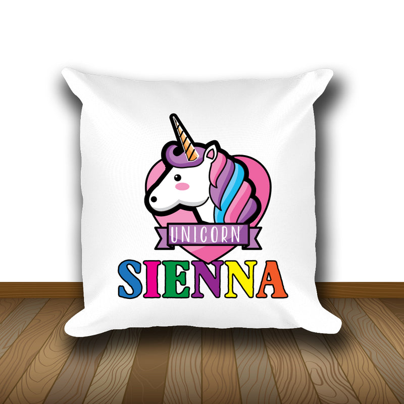 Unicorn 117 Personalised Soft White Cushion including cushion insert