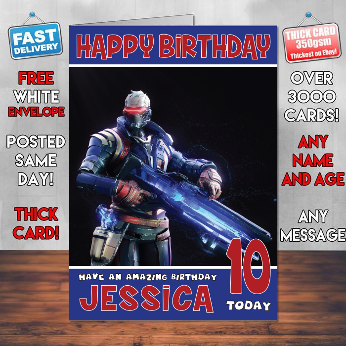 Personalised Soldier 76 Artwork Inspired Style Game Kids Inspired Birthday Card (SA)