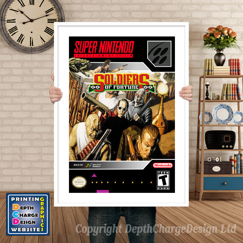 Soldiers Of Fortune Super Nintendo GAME INSPIRED THEME Retro Gaming Poster A4 A3 A2 Or A1