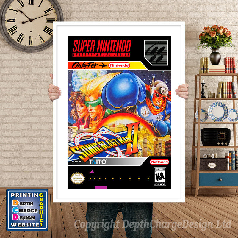 Sonic Blast Man II Super Nintendo GAME INSPIRED THEME Retro Gaming Poster A4 A3 A2 Or A1