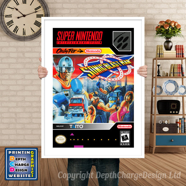Sonic Blast Man Super Nintendo Game Inspired Theme Retro Gaming Poster