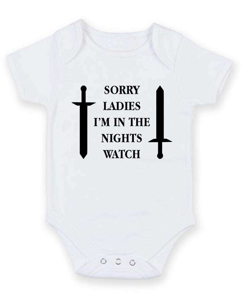 Sorry Ladies I Am In The Nightwatch Personalised Baby Boy Girl Unisex Short Sleeve Bodysuit