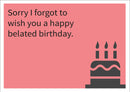 Sorry Belated Birthday INSPIRED Adult Personalised Birthday Card Birthday Card