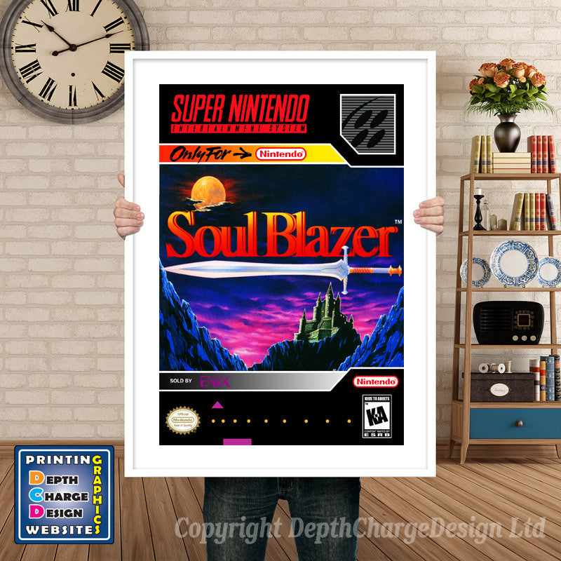Soul Blazer Super Nintendo GAME INSPIRED THEME Retro Gaming Poster A4 A3 A2 Or A1