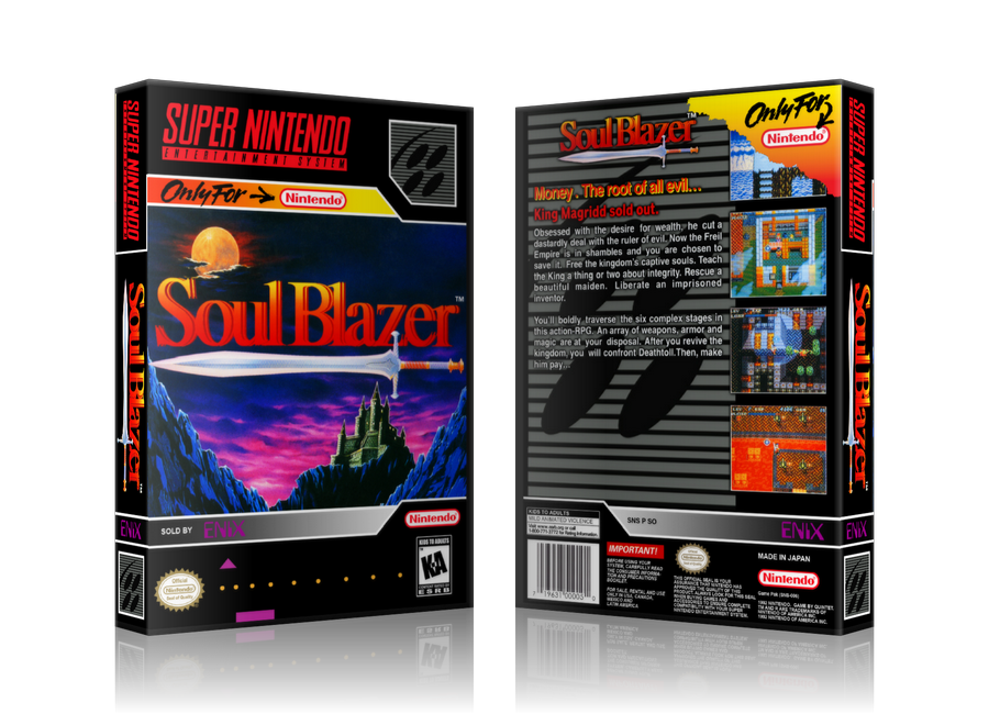 Soul Blazer Replacement Nintendo SNES Game Case Or Cover – SNES Replacement Game case product image 1