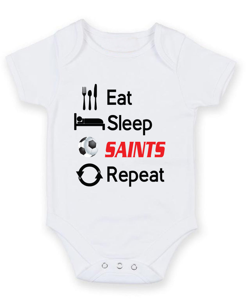 Southampton Eat Sleep Repeat Football Fan Baby Grow Bodysuit