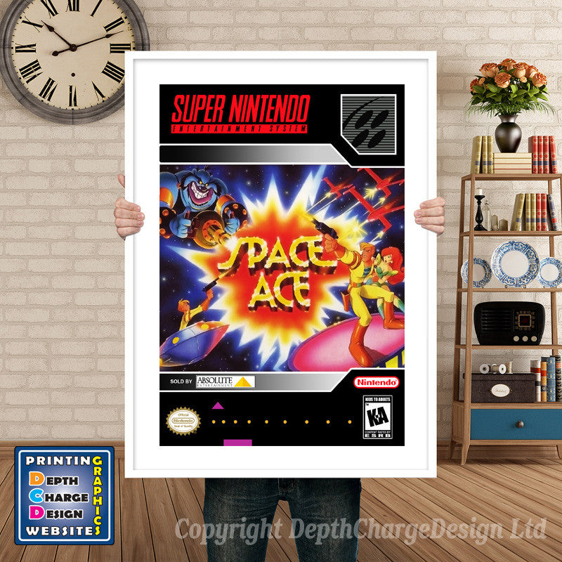 Space Ace Super Nintendo GAME INSPIRED THEME Retro Gaming Poster A4 A3 A2 Or A1