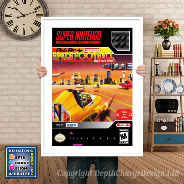 Space Football Super Nintendo Game Inspired Theme Retro Gaming Poster