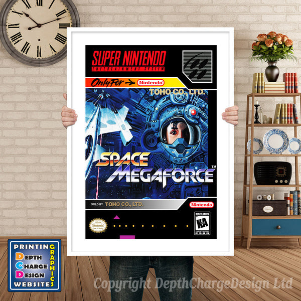 Space Megaforce Super Nintendo Game Inspired Theme Retro Gaming Poster
