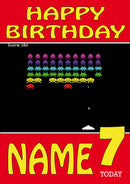 Retro Gaming Space Invaders THEME INSPIRED Kids Adult Personalised Birthday Card