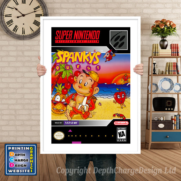Spanky's Quest Super Nintendo Game Inspired Theme Retro Gaming Poster