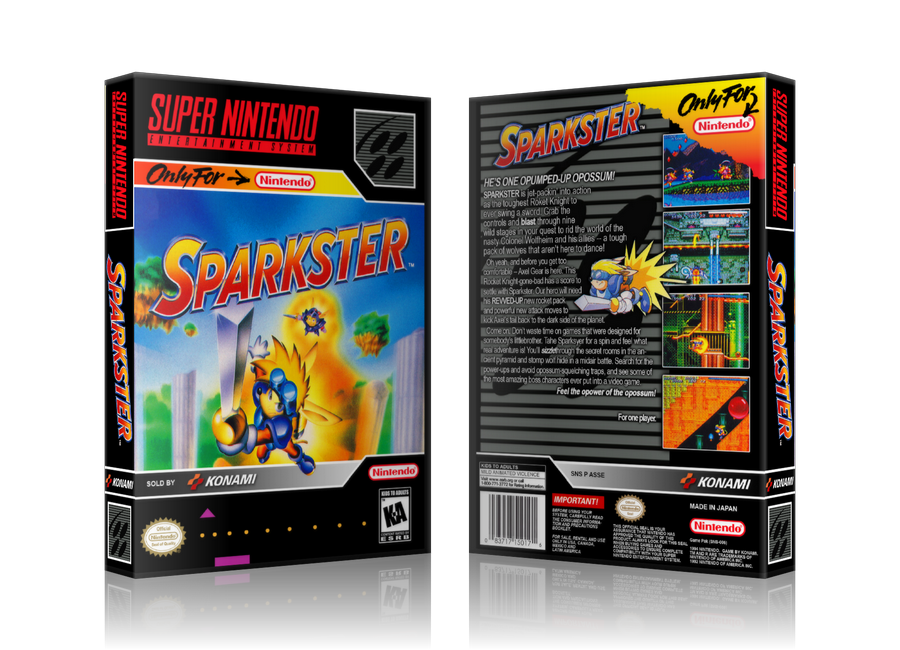 Sparkster Replacement Nintendo SNES Game Case Or Cover – SNES Replacement Game case product image 1